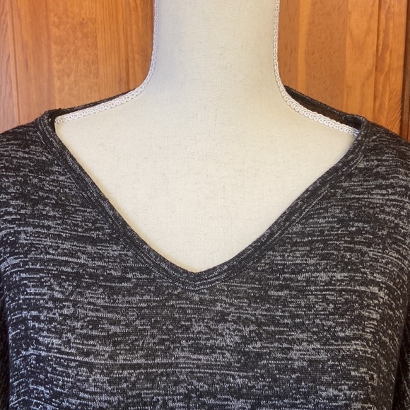 Paper Crane Dolman Crop Heathered Black Long Sleeved V-neck Sweater Boho Small - Picture 2 of 7
